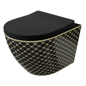 Wand-WC SOFI SLIM BLACK NIGHT mit Slim-Sitz, Schwarz/Gold - Hauptbild