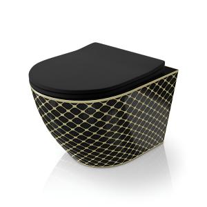 Wand-WC SOFI SLIM BLACK NIGHT mit Slim-Sitz, Schwarz/Gold - Zusatzbild
