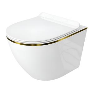 Hänge-WC Sofi Slim Gold Line – Schneeweiß mit feiner Goldlinie, randlos, SoftClose-Sitz - Hauptbild