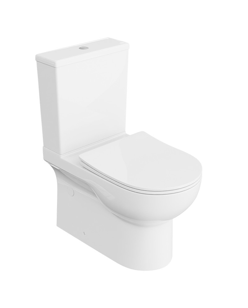 WC-Kompakt POSEJDON – halboval, spülrandlos, mit Softclose-Sitz
