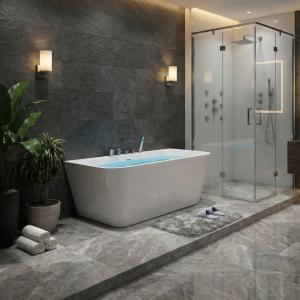 Freistehende Anbau-Badewanne Elias 1500 – moderne Acrylwanne, ergonomisch und pflegeleicht - Zusatzbild