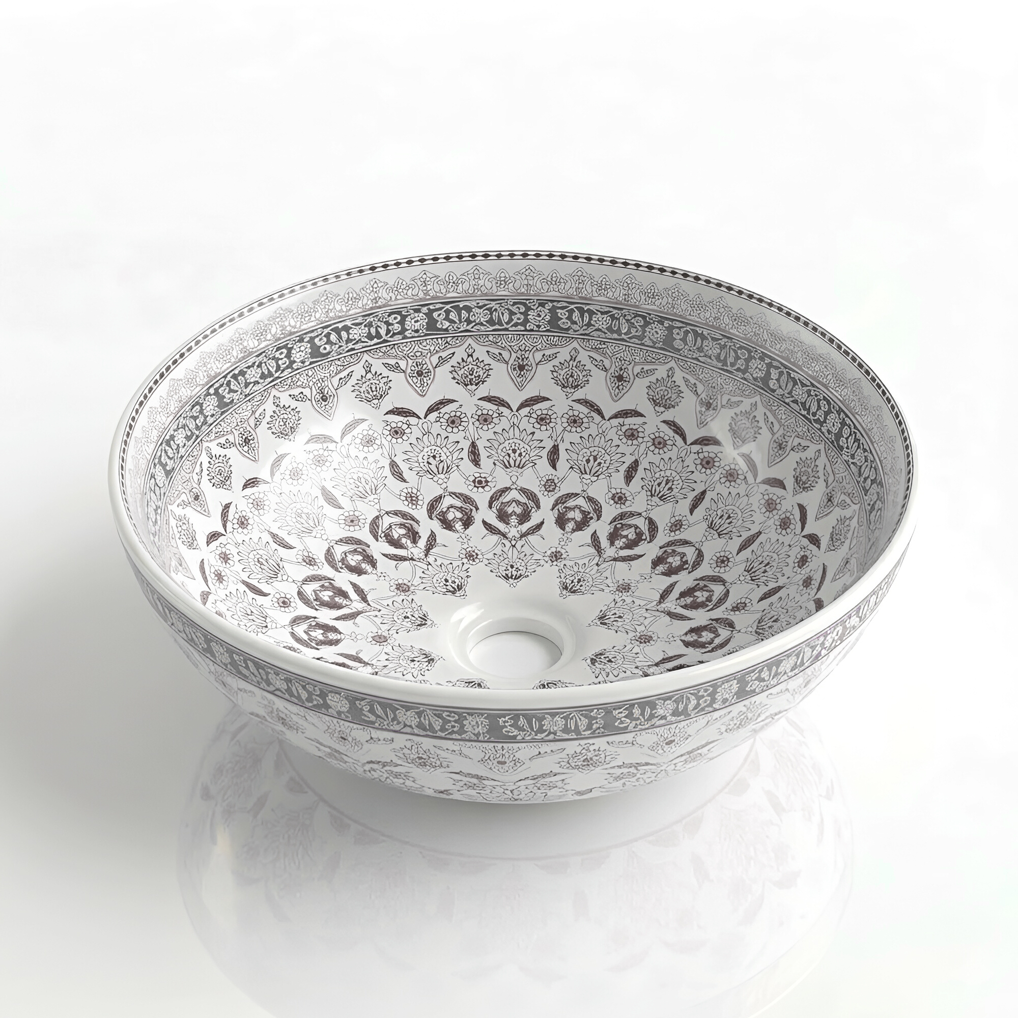 Aufsatzwaschbecken ROSA &ndash; rundes Design mit feinem Rand in Terrazzo-Optik