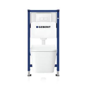 KOMPLETT-PAKET: Geberit Duofix Basic Vorwandelement + Wand-WC Tiefspül Maio Becken Spülrandlos + Bedienplatte Delta 25 für Doppelspülung - Zusatzbild