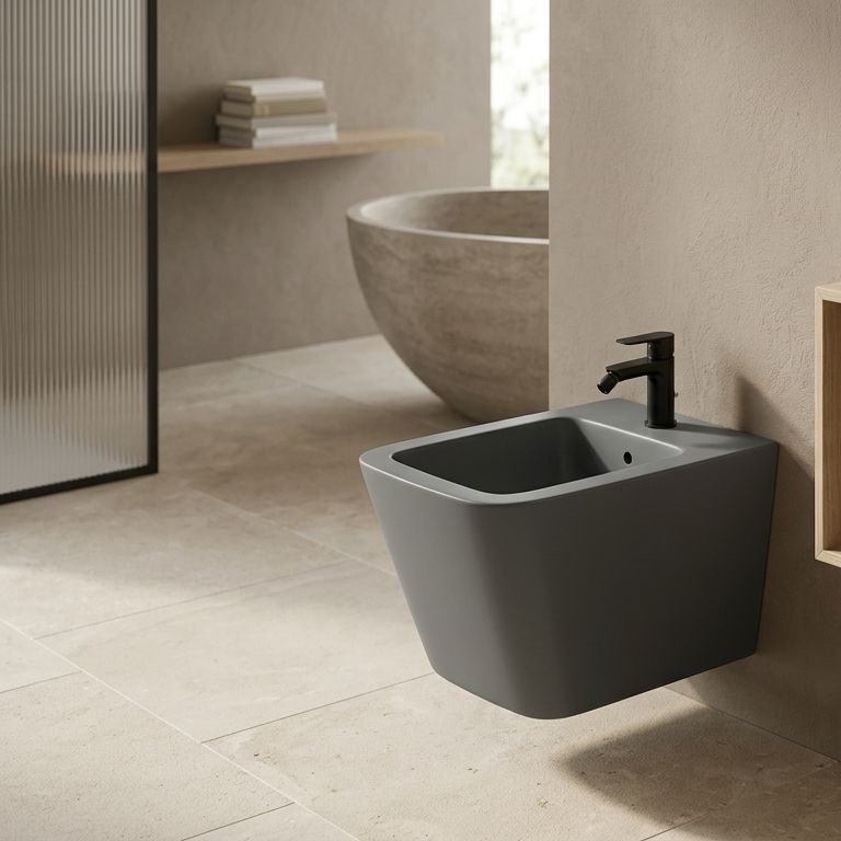 Wandbidet LAGO GREY – mattgrau, geometrisches Design