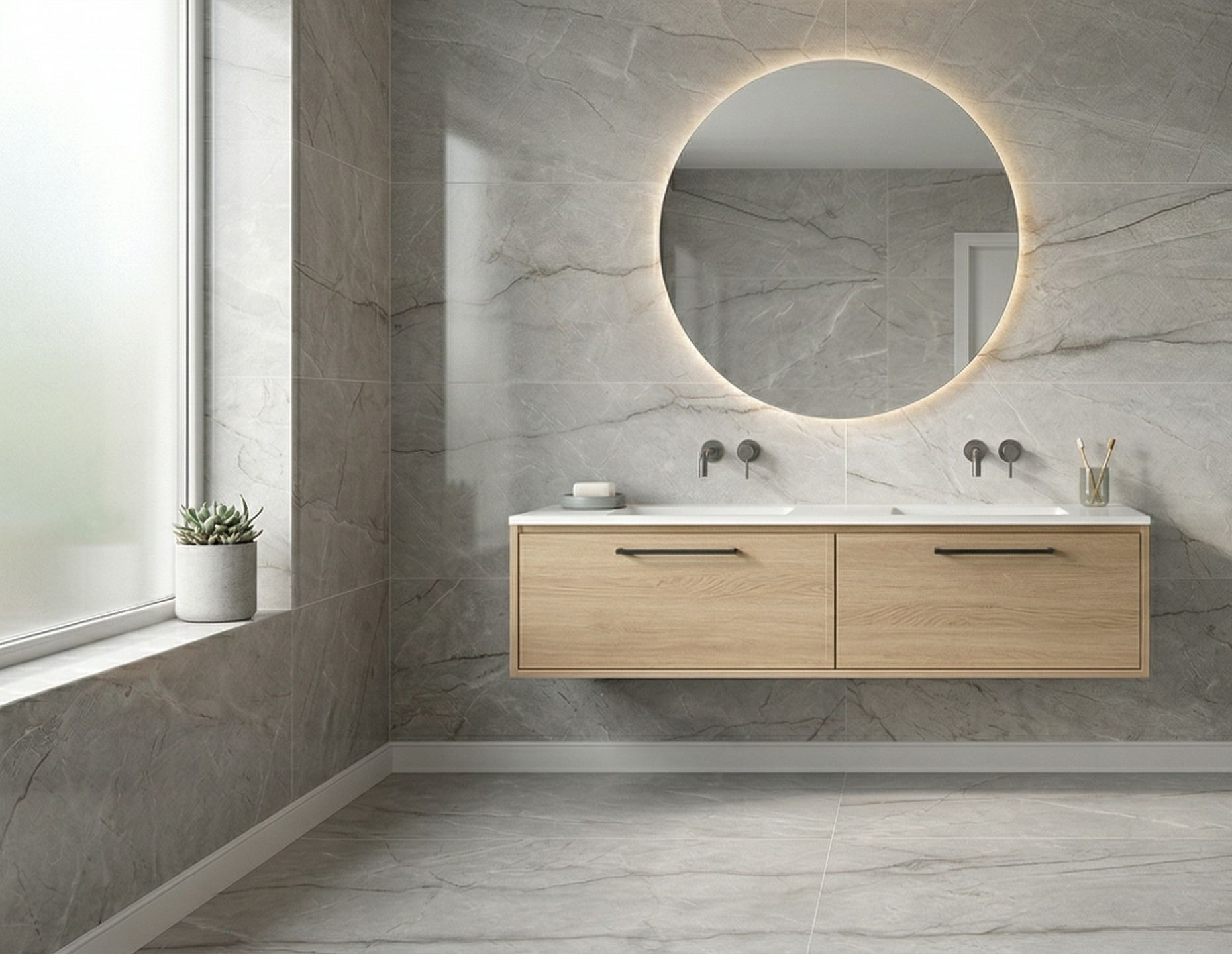 Glasiertes Feinsteinzeug Riverstone Grey matt/carving 60x120 cm &ndash; 1. Wahl
