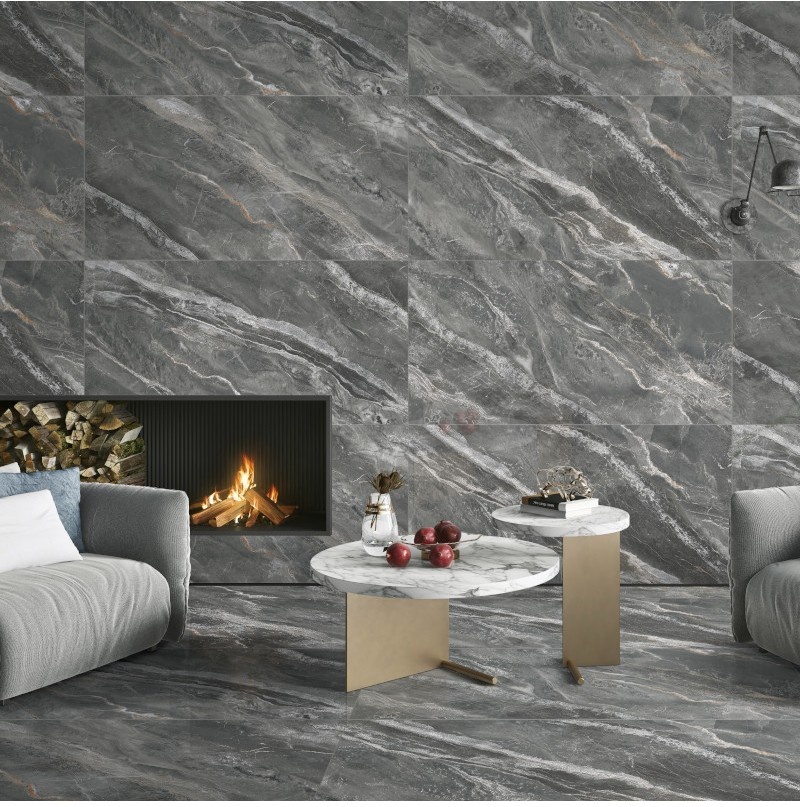 Glasiertes Feinsteinzeug Caolin Nero lappato 60x120 – 1. Sorte