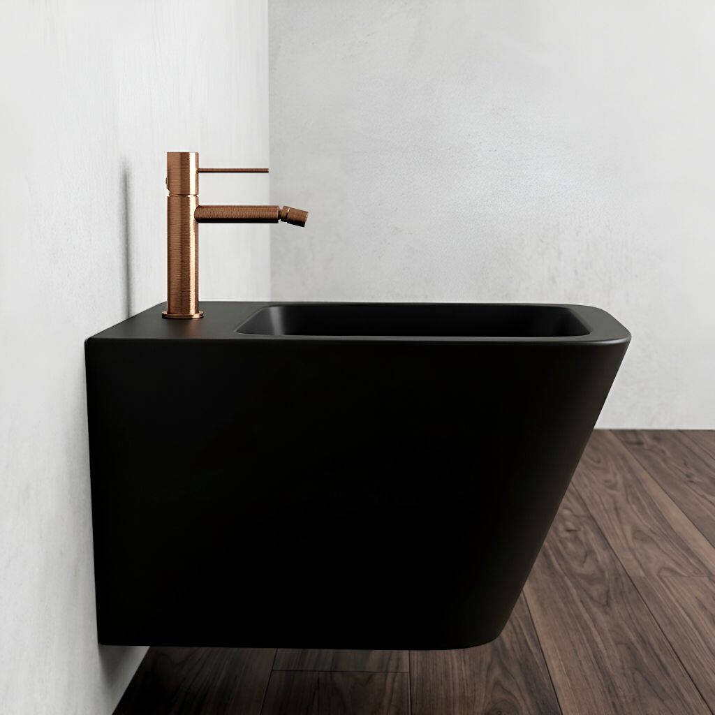 Wandhängendes Bidet Lago Black – matt schwarz, rechteckige Form
