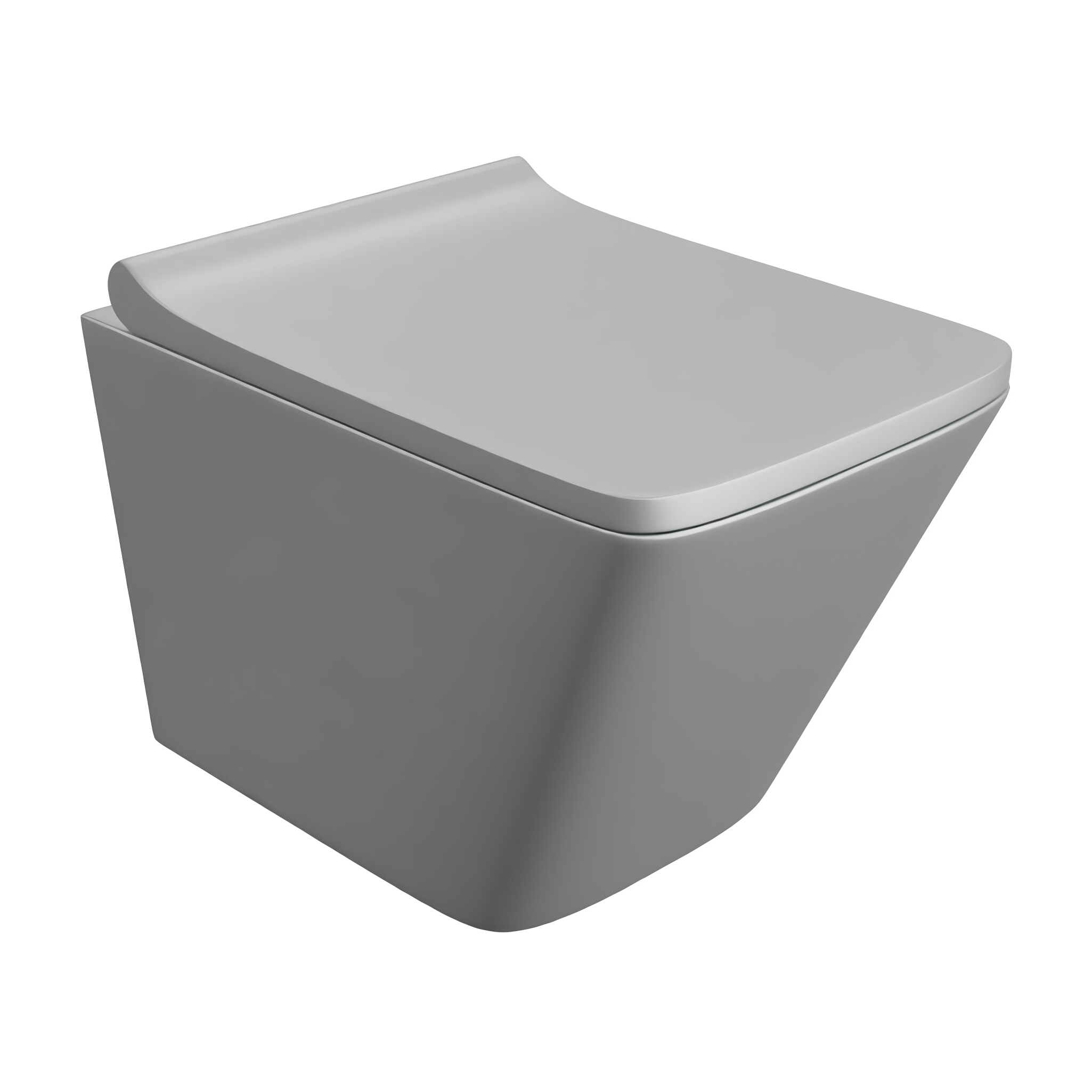 Wand-WC Lago Grey, grau matt – rechteckig, spülrandlos, mit Softclose-Sitz