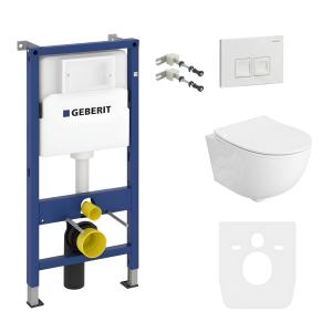 KOMPLETT-PAKET: Geberit Duofix Basic Vorwandelement + Wand-WC Tiefspül Brava Becken Spülrandlos + Bedienplatte Delta 25 für Doppelspülung - Hauptbild