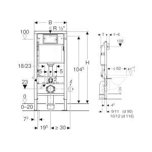 KOMPLETT-PAKET: Geberit Duofix Basic Vorwandelement + Wand-WC Tiefspül Brava Becken Spülrandlos + Bedienplatte Delta 25 für Doppelspülung - Zusatzbild