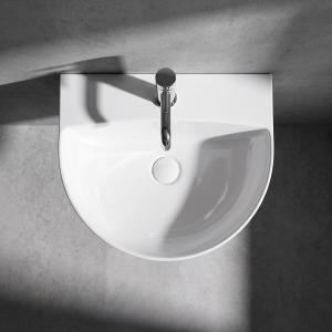 Keramik-Hängewaschbecken Corel 56 cm – halbrund, platzsparend - Zusatzbild