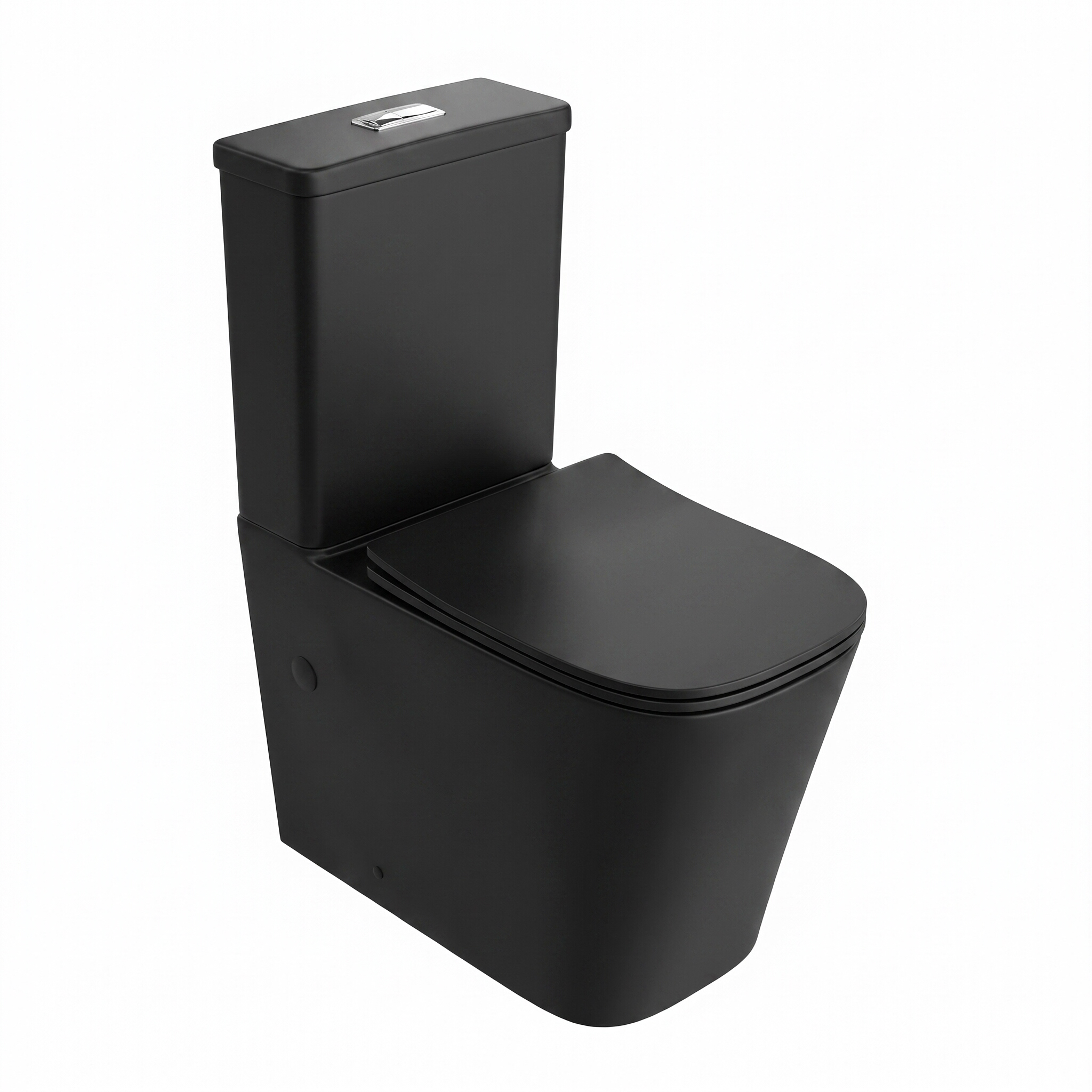WC-Kompakt TRYTON BLACK – matt schwarz, spülrandlos, rechteckiges Design