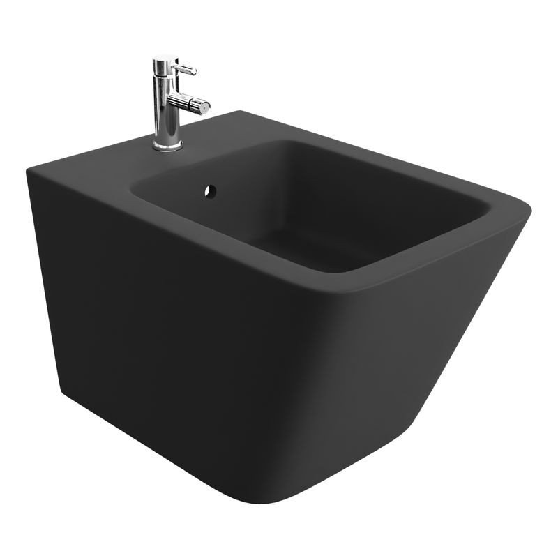 Wandhängendes Bidet Lago Black – matt schwarz, rechteckige Form