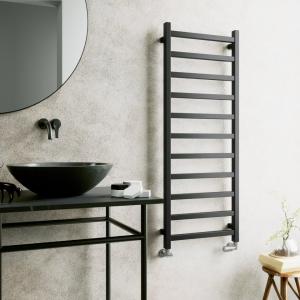 Badheizkörper Lungo Black 960 – 960 x 500 mm, mattschwarz aus niedriggekohltem Stahl - Zusatzbild