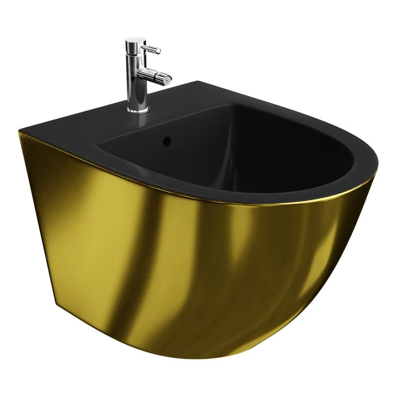 Wand-Bidet SOFI SLIM Gold/Black – außen Gold, innen Schwarz