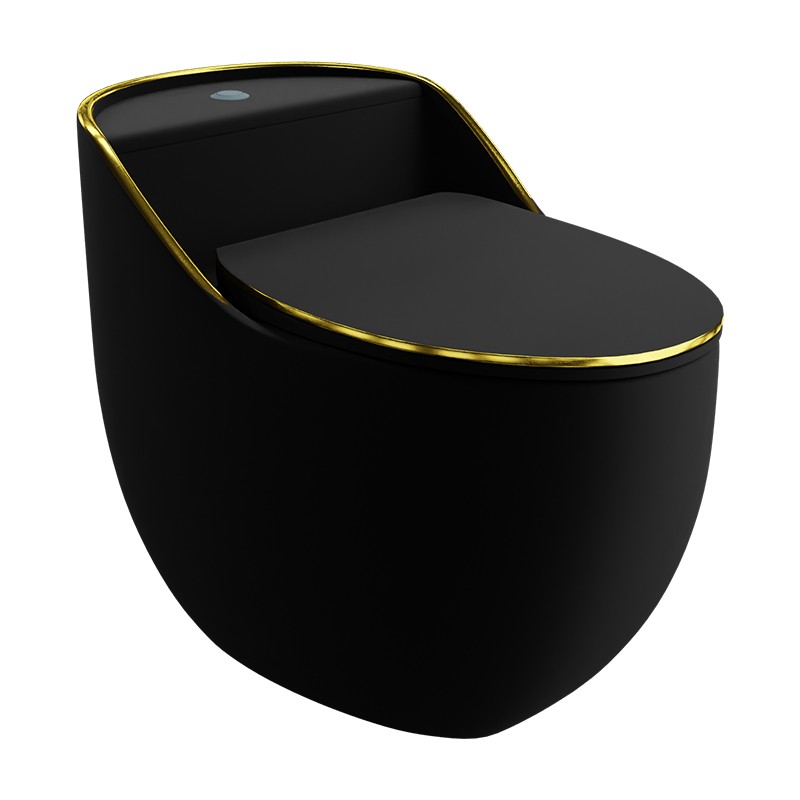 Kompakt-WC SILIA RIM Black/Gold Line – Schwarz mit Goldlinie