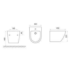 Wand-Bidet SOFI FIRE – matt schwarz in Marmoroptik - Zusatzbild
