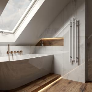 Calentador White 1620 – schmaler Hybrid-Badheizkörper (Warmwasser + Elektro), weiß - Zusatzbild