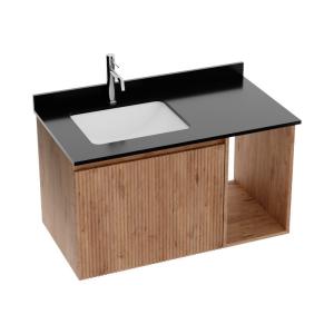 Wandhängender Badschrank mit Platte und Waschbecken Kent Wood 900 - Hauptbild