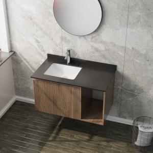 Wandhängender Badschrank mit Platte und Waschbecken Kent Wood 900 - Zusatzbild