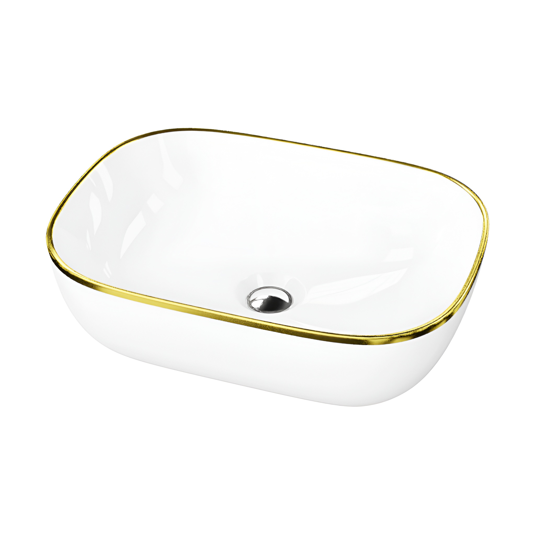 Aufsatzwaschbecken Costa Gold Line – rechteckig mit goldenem Slim-Rand