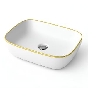 Aufsatzwaschbecken Costa Gold Line – rechteckig mit goldenem Slim-Rand - Zusatzbild
