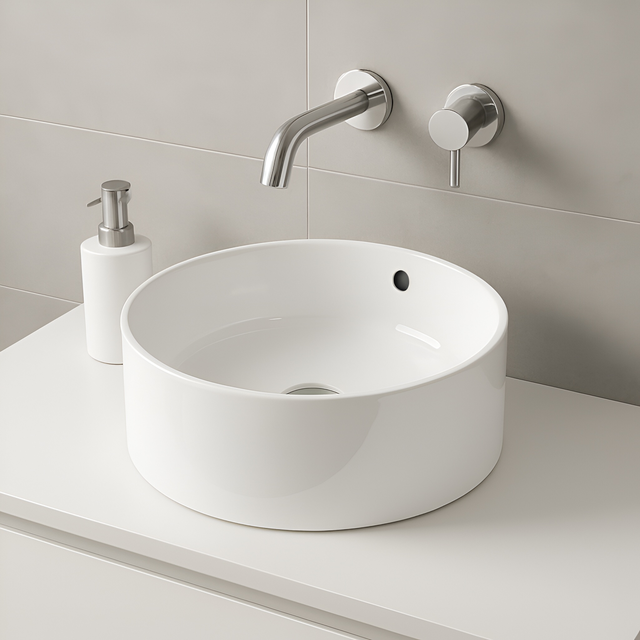 Aufsatzwaschbecken LA PALMA – rundes Design in klassischem Weiß