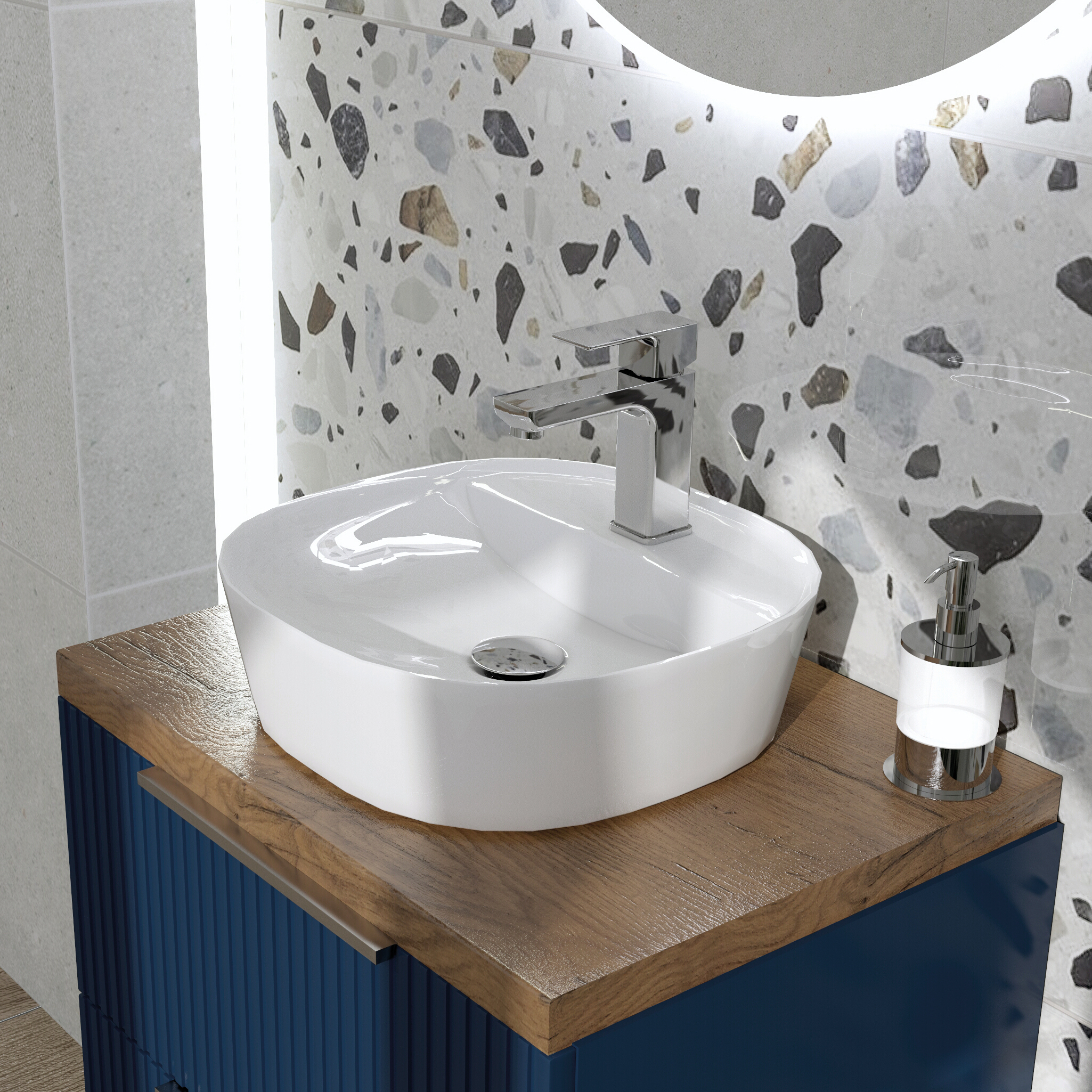 PEREYA MINI Aufsatzwaschbecken – kompakte, weiße, quadratische Form