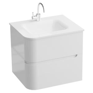 Badezimmer-Hängeschrank Atlanta White 600 mit Glaswaschbecken - Hauptbild
