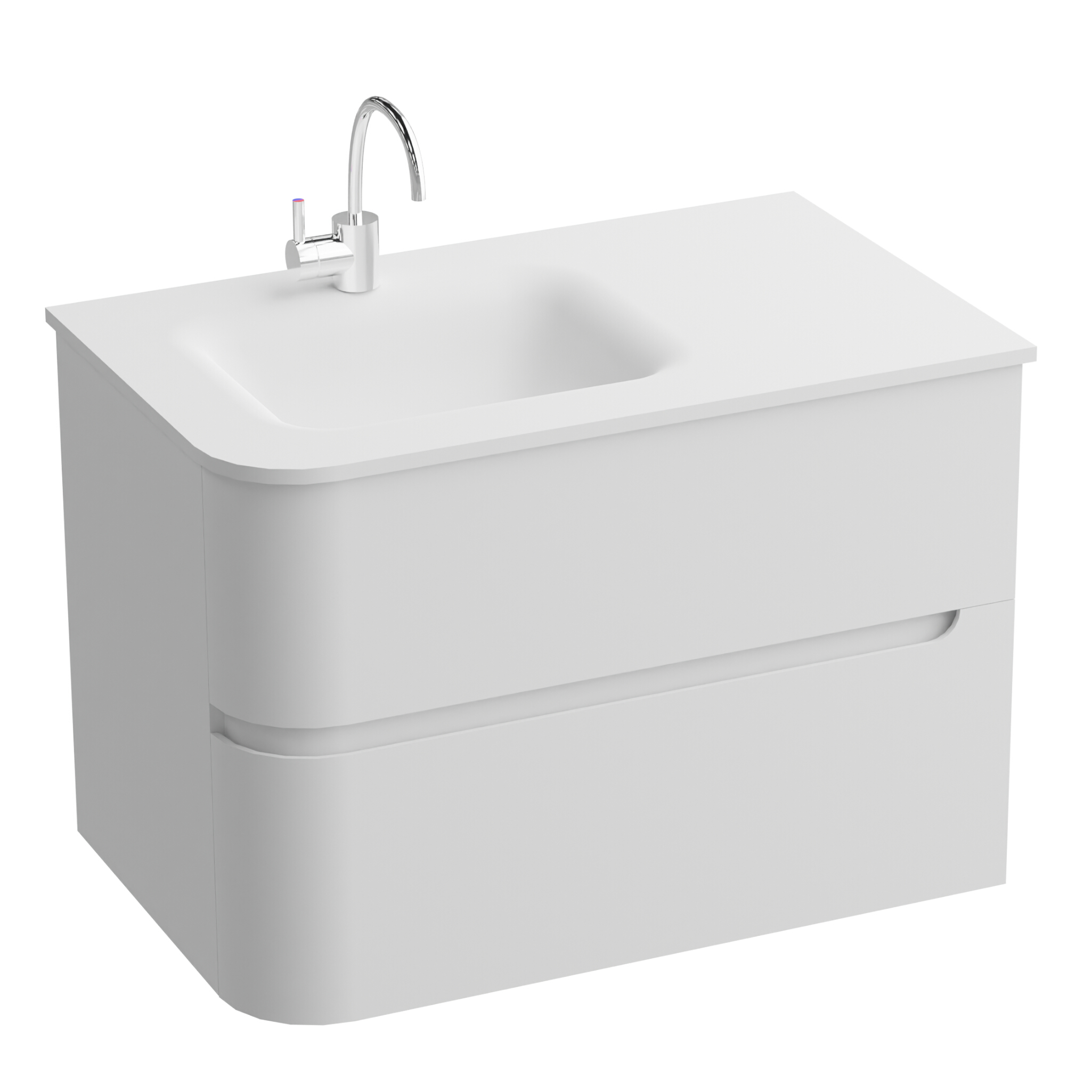Wandhängendes Badmöbel-Set Atlanta White 80 cm mit Glaswaschbecken