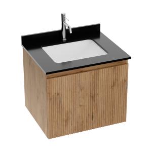 Hängender Waschtischunterschrank mit Platte und Einbauwaschbecken Irvine Wood 60 cm - Hauptbild