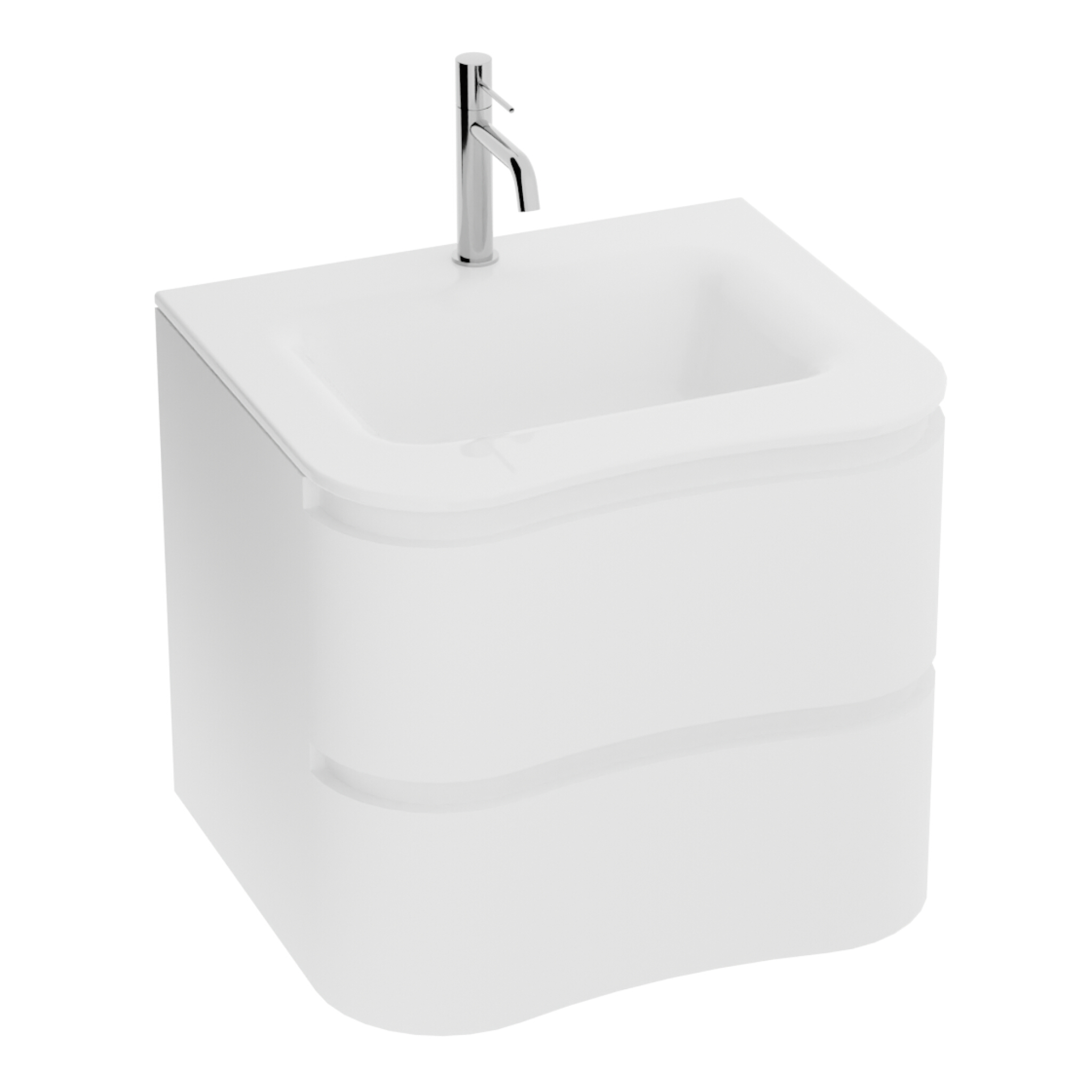 Hängender Waschtischunterschrank Ontario White 600 mit Glaswaschbecken