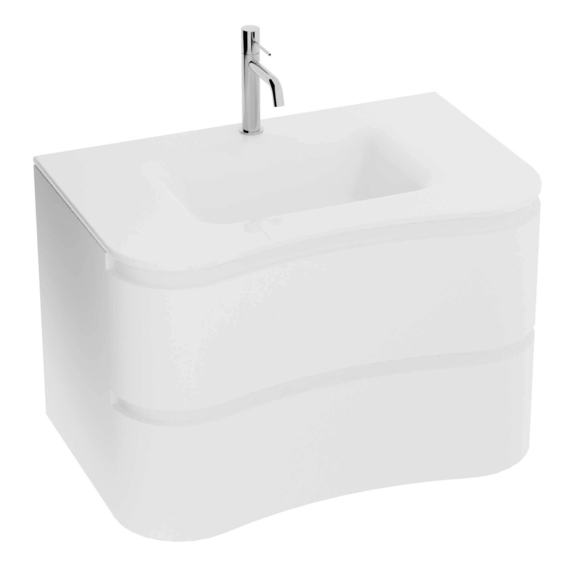 Bad-Hängeschrank Ontario White 80 mit Glaswaschbecken