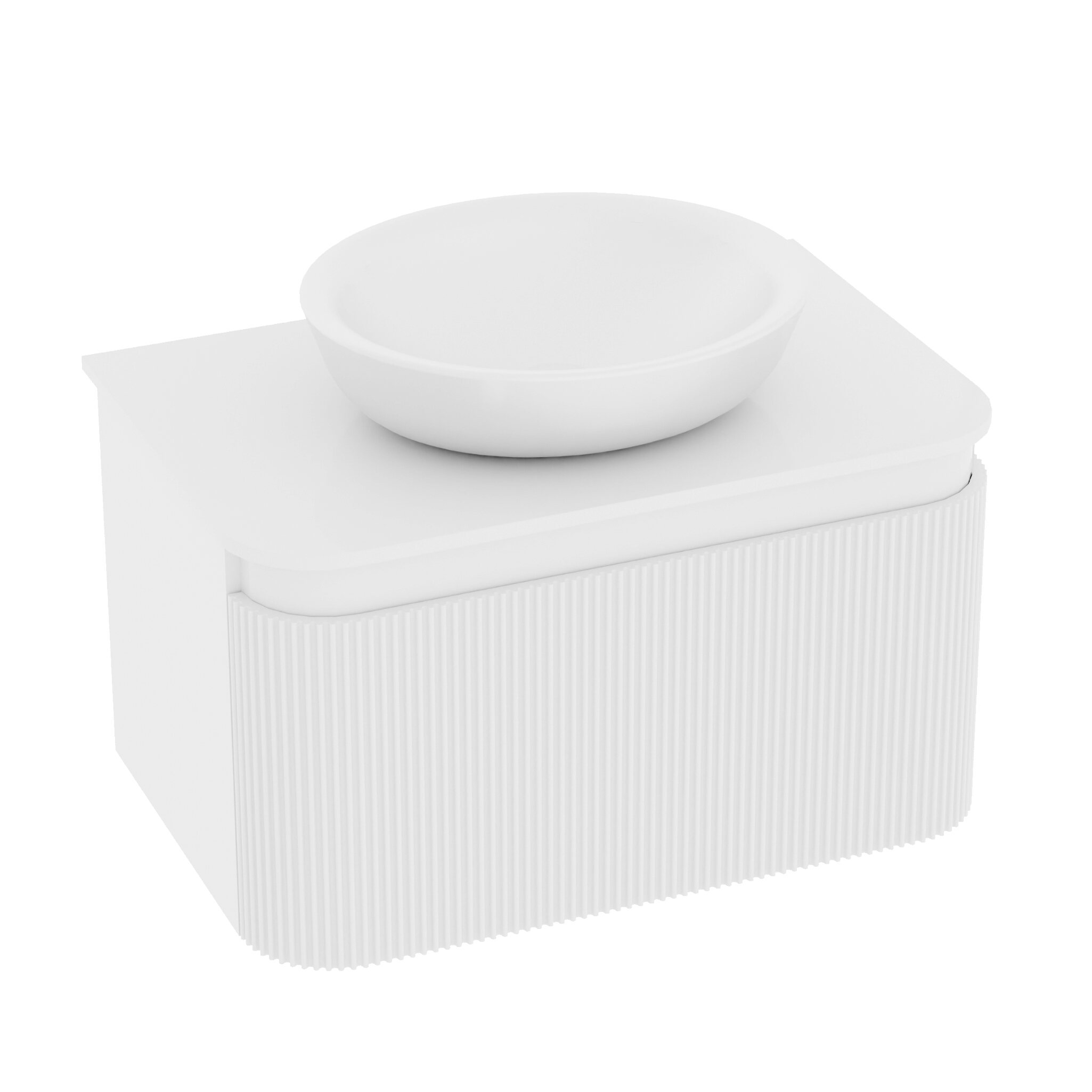 Hängender Waschtischunterschrank Vermont White 800 mit Lamellenfront und Platte