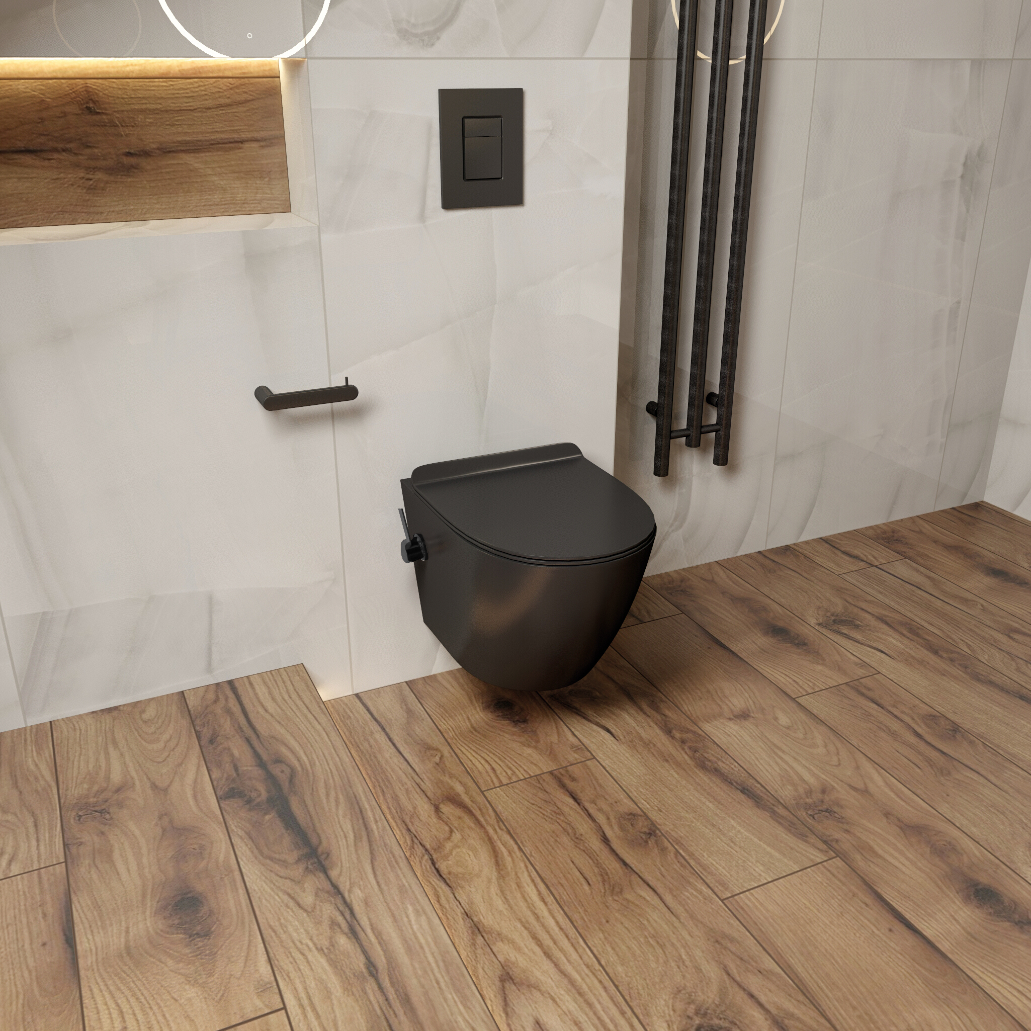 Wandhängendes WC Salto Black 3.0 mit integrierter Bidetfunktion – matt schwarz