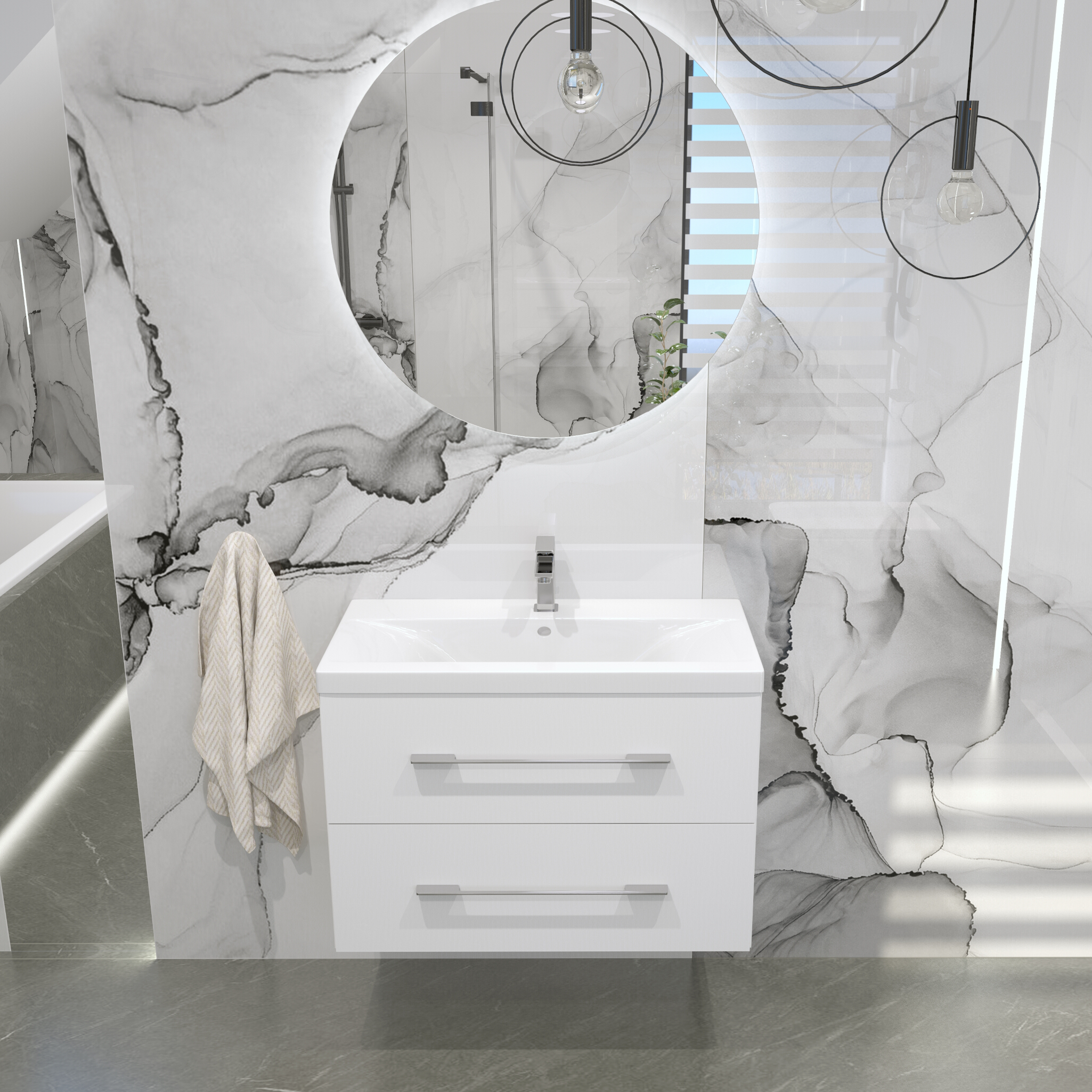 AURA 69 – Runder LED-Badspiegel mit Touch-Schalter