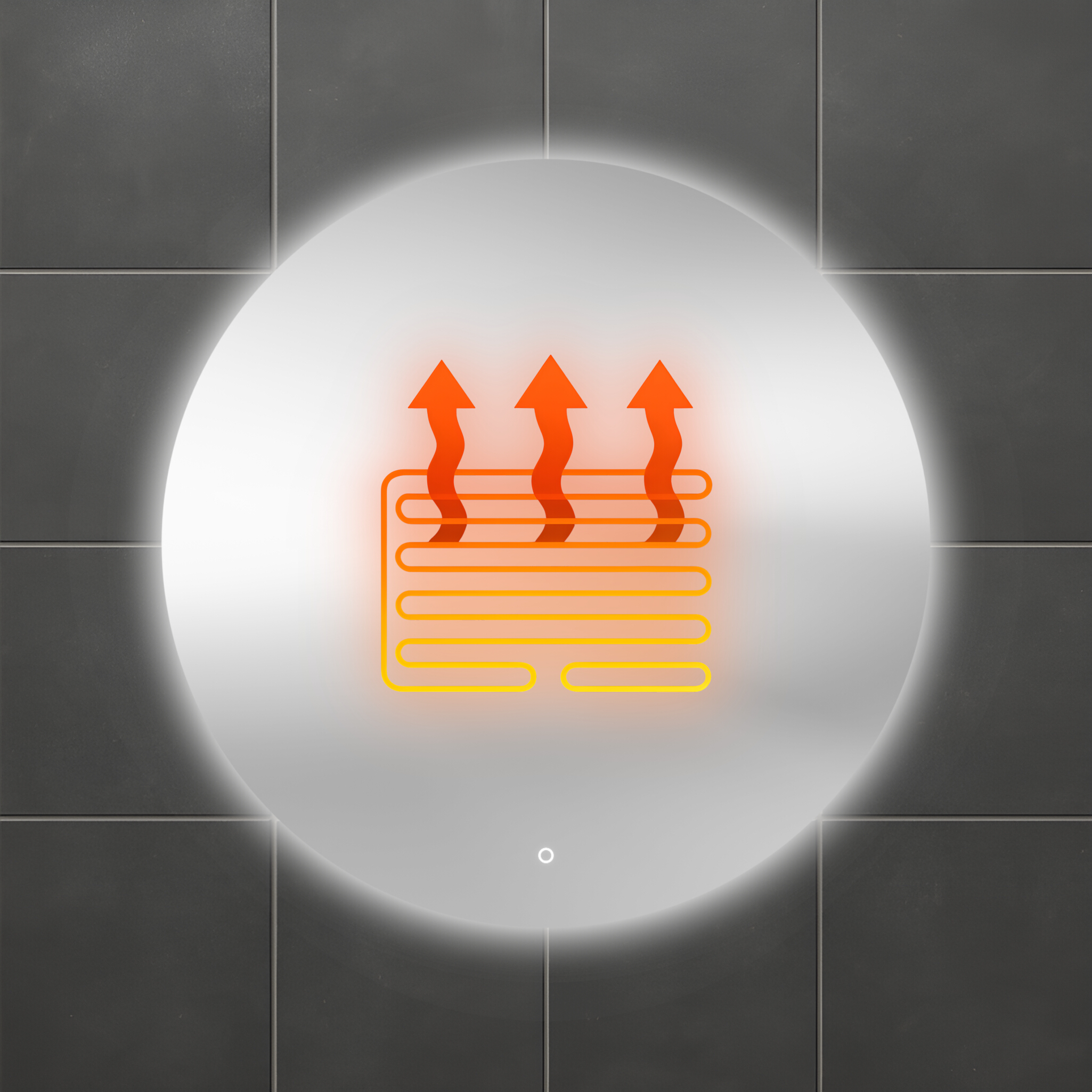 Aura Plus 80 Ovalspiegel mit Heizmatte, LED 15 W, IP44 und Touch-Schalter