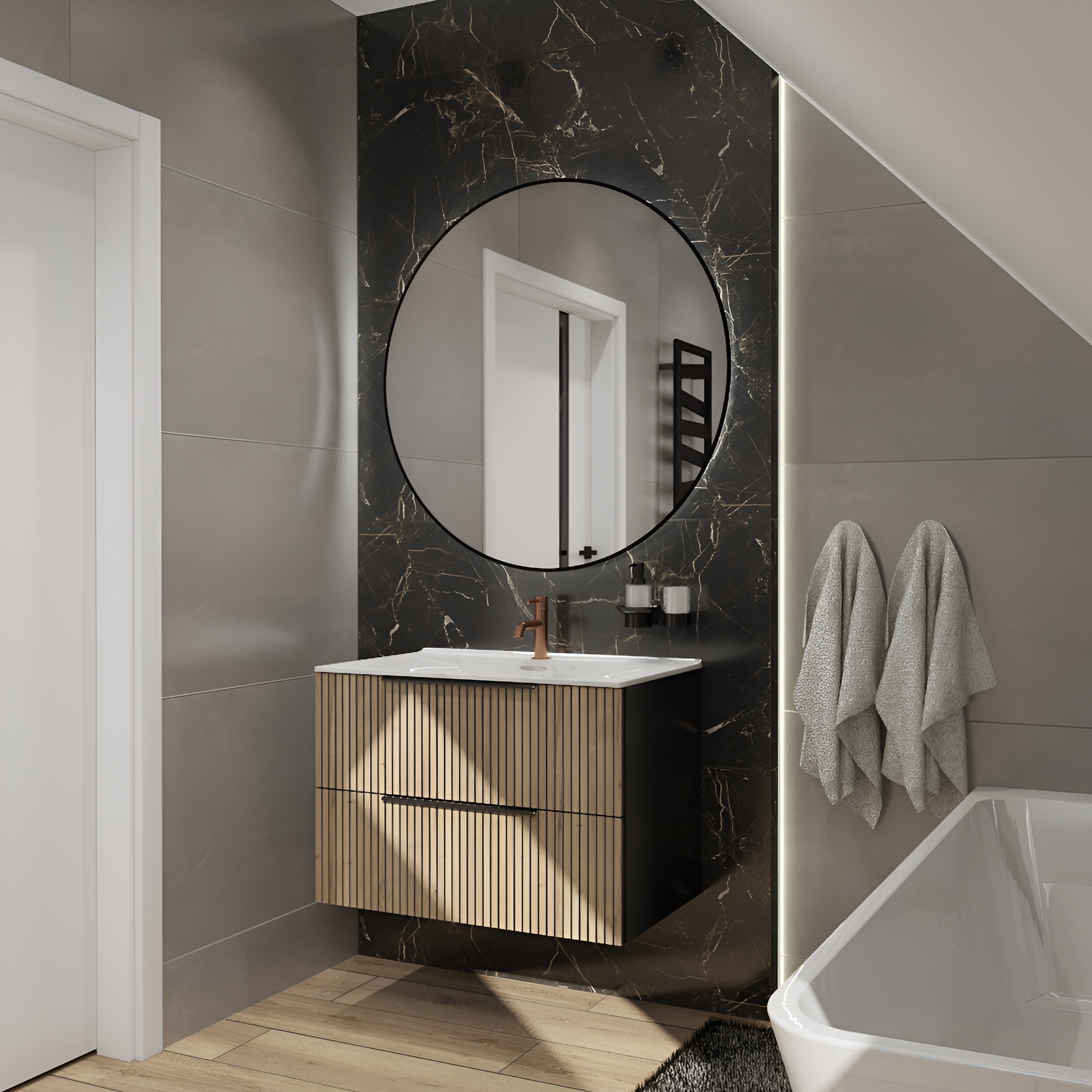 Chloris Black 80 Wandspiegel mit schwarzem Metallrahmen
