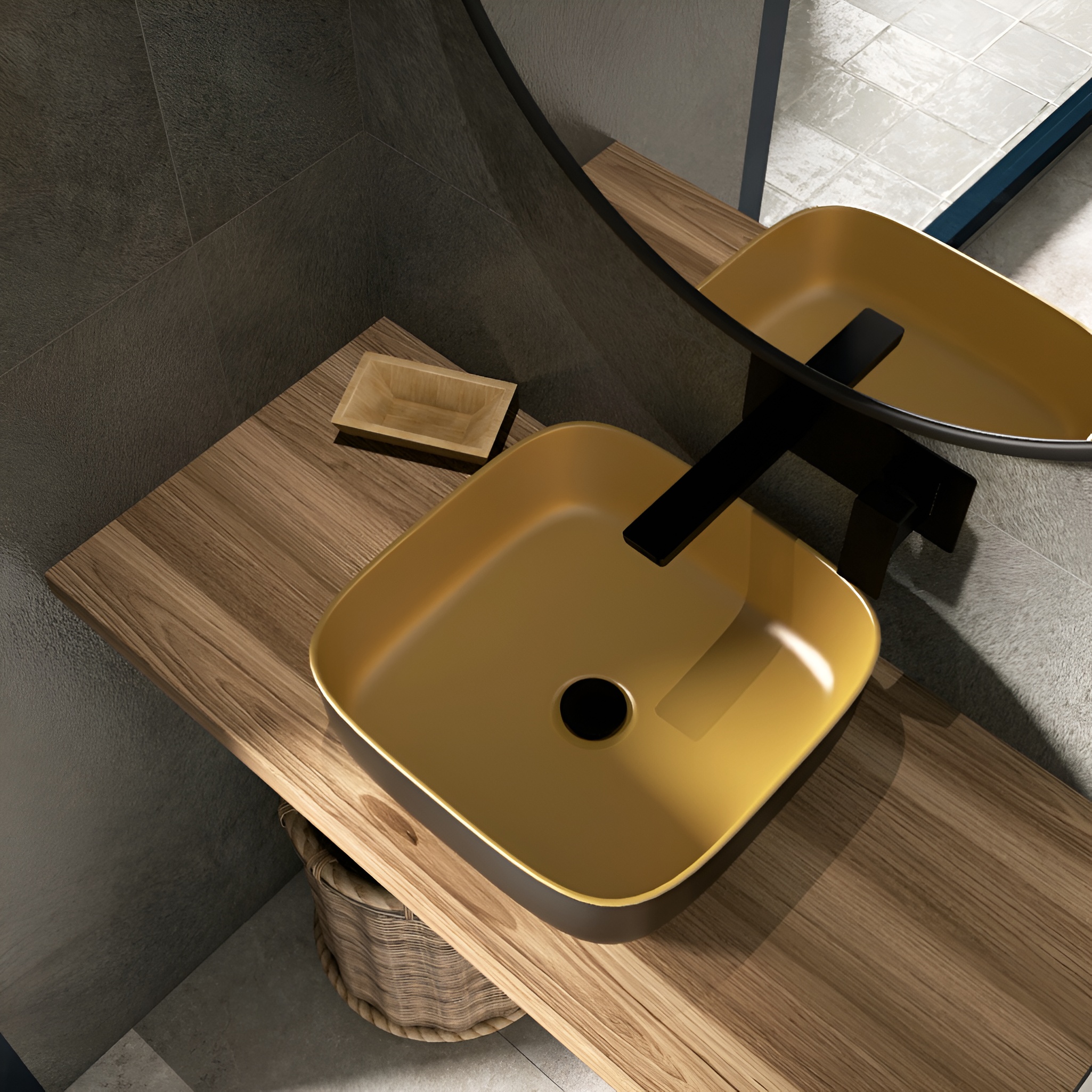 Waschtischplatte Walnut 605 x 470 mm