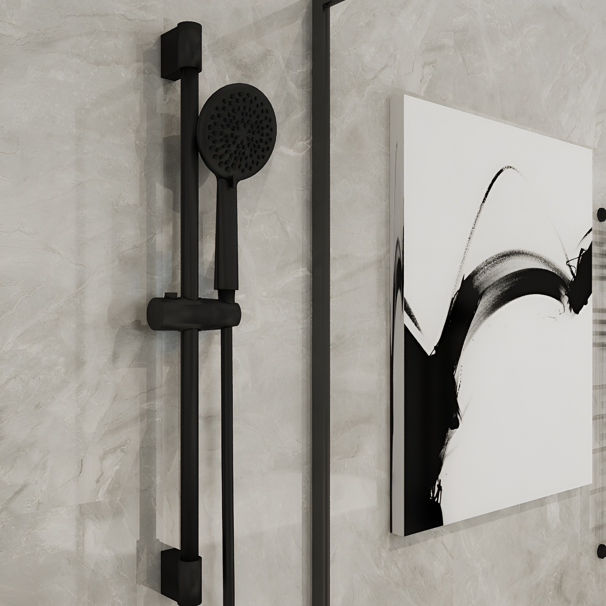 Duschgarnitur mit Stange Orion Matt Black