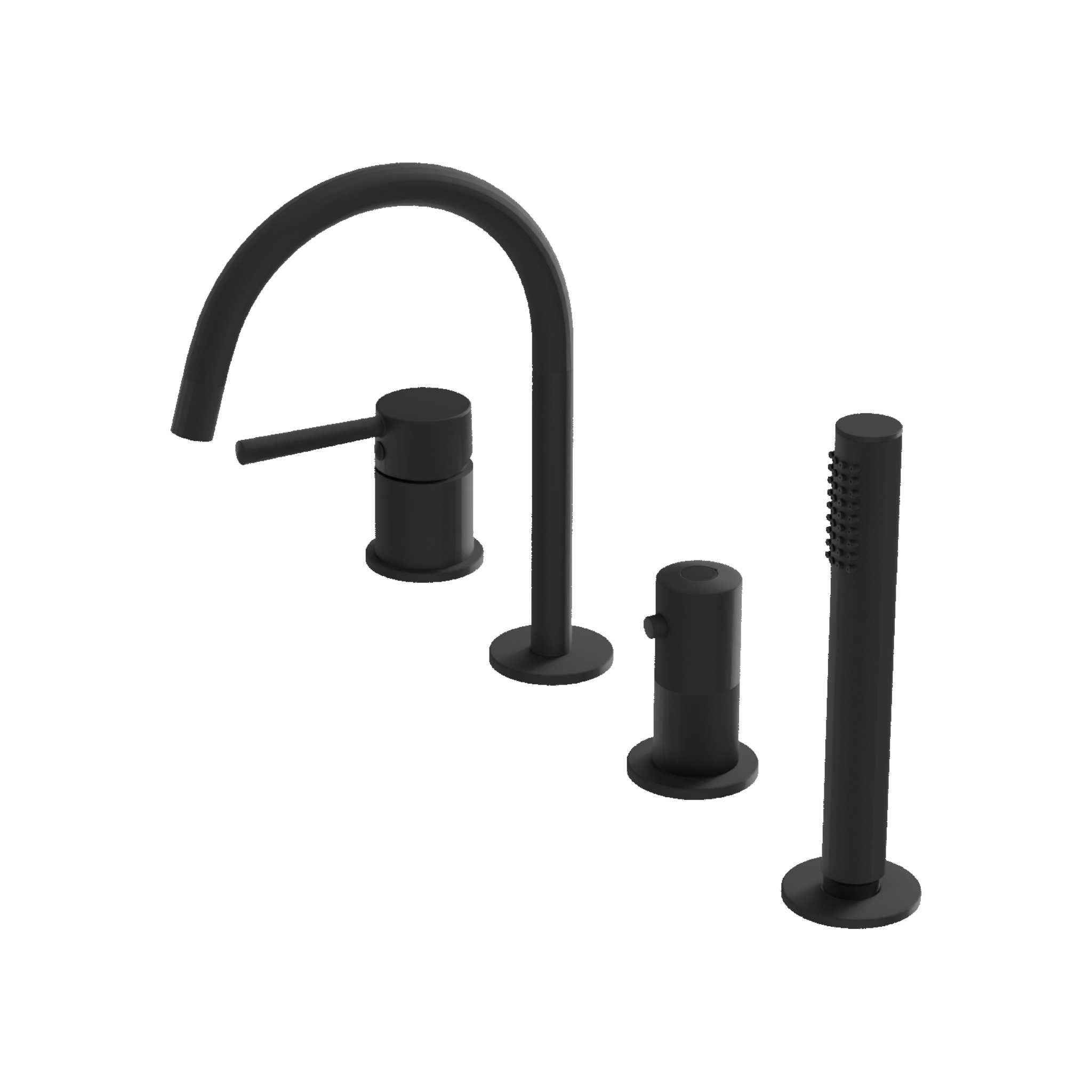 4-Loch-Wannenarmatur Orion Matt Black – matt schwarze Eleganz für die Badewanne