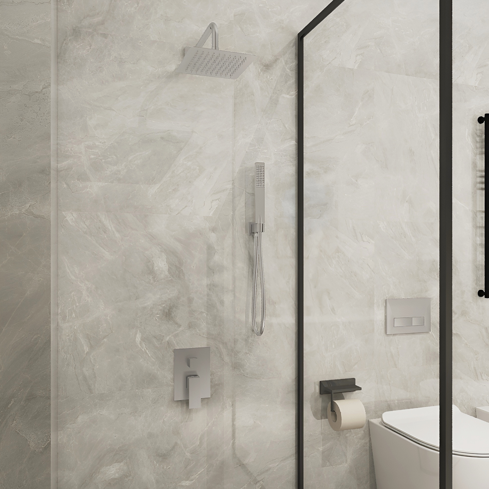 Aquila Chrome Unterputz-Duschset mit Regendusche