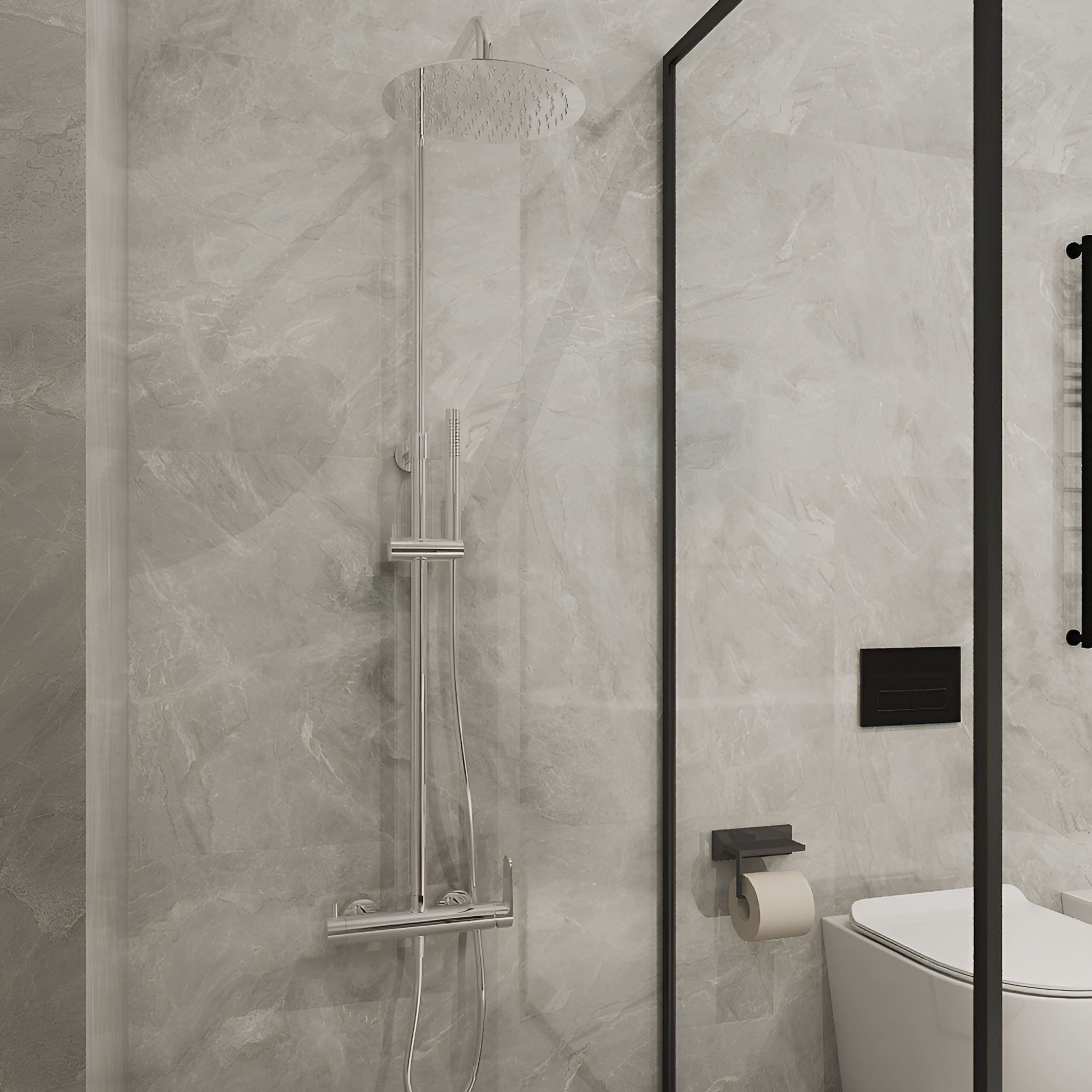 Aufputz-Duschset mit Regenbrause Cetus Chrome