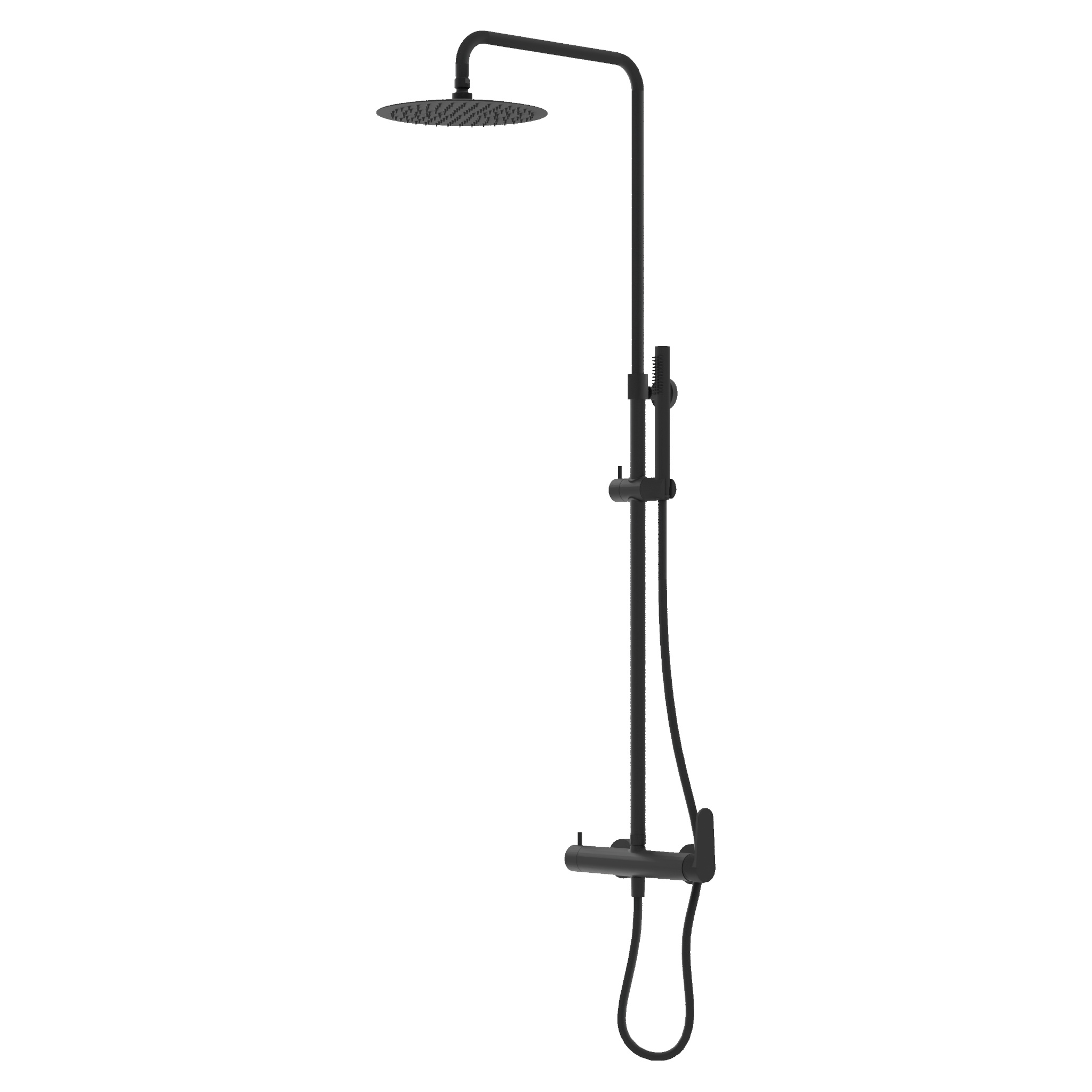 Cetus Matt Black Aufputz-Duschset mit Regenbrause