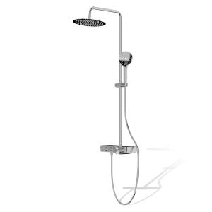 Cetus Chrome Aufputz-Duschsystem mit Thermostat, Regenbrause und Glasablage - Zusatzbild