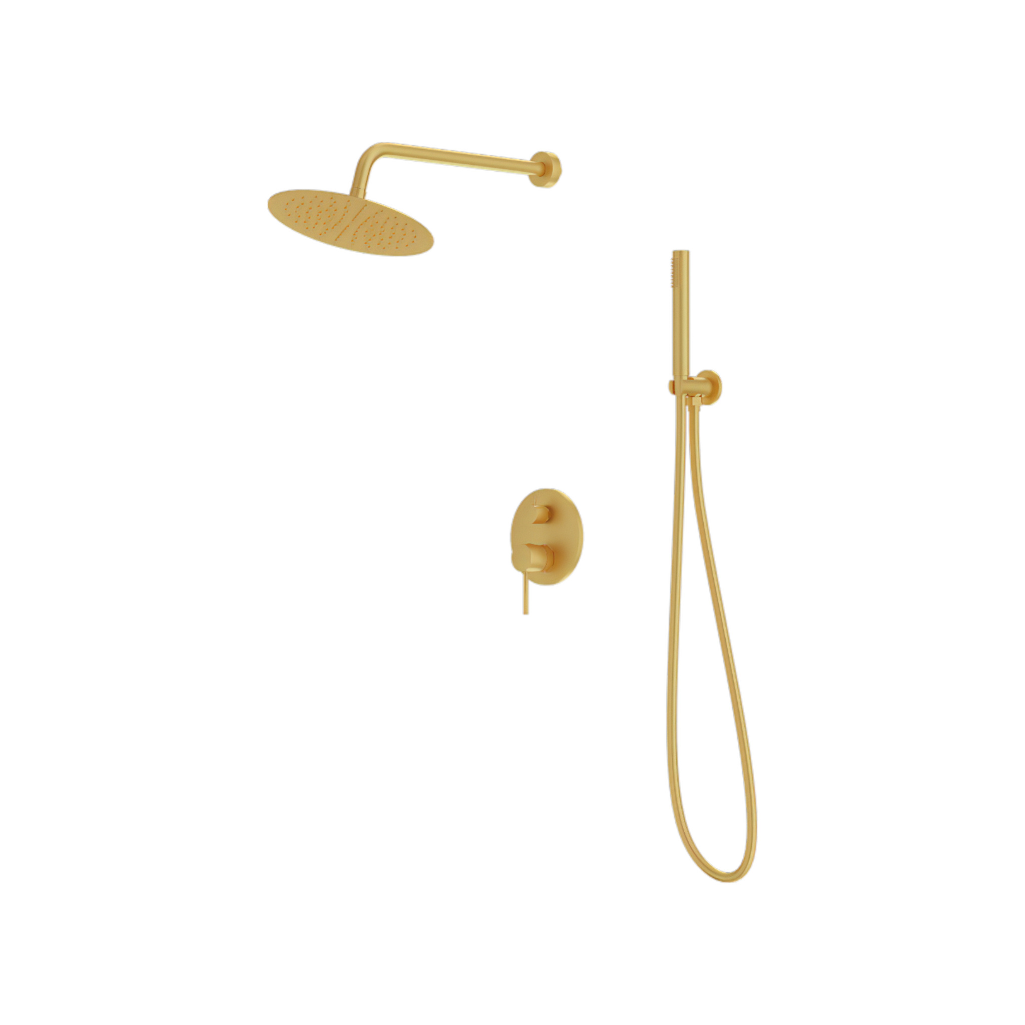 Unterputz-Duschsystem Orion in Brushed Gold mit großflächiger Regenbrause