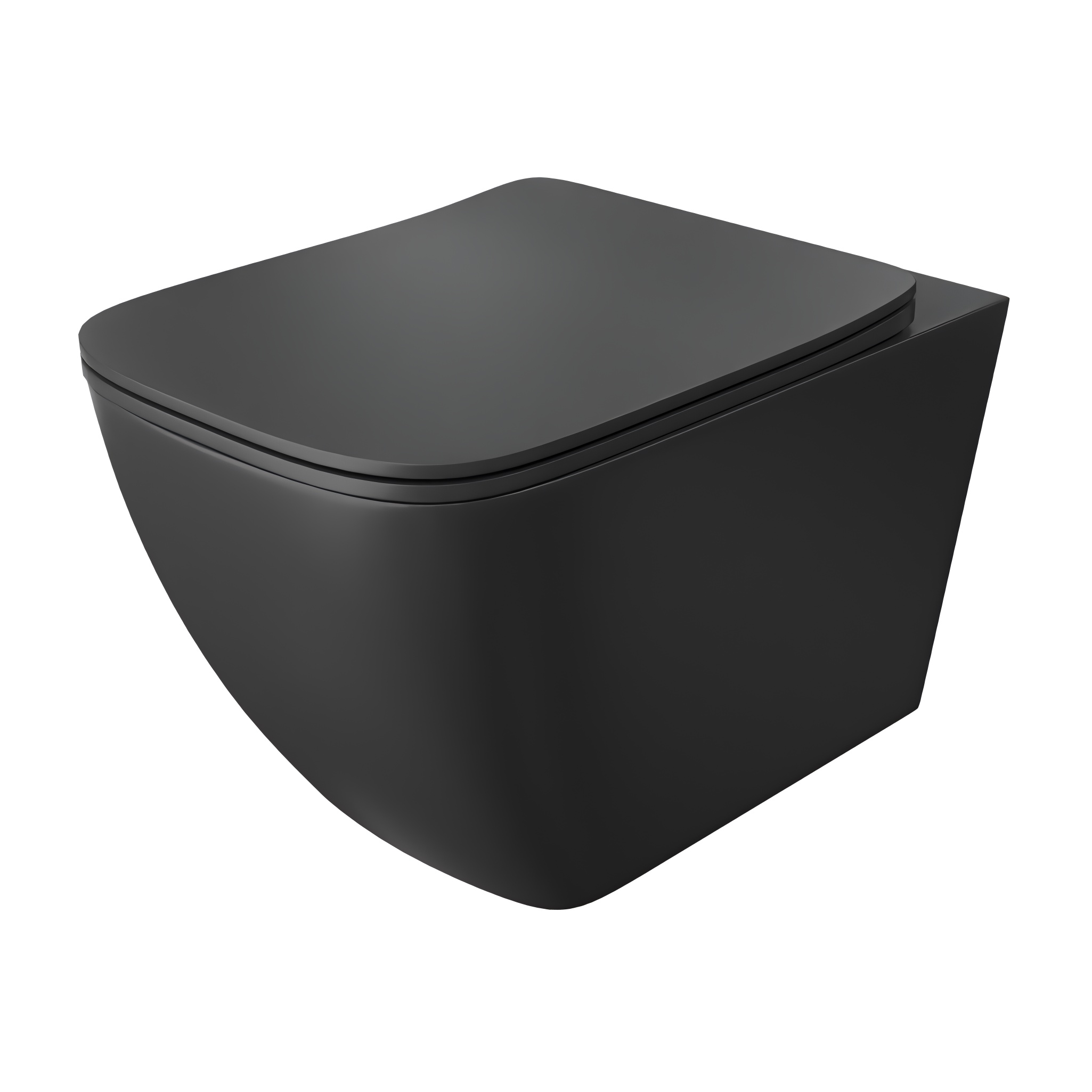 Wand-WC Onil Black – matt schwarz, randlos mit Slim-Sitz
